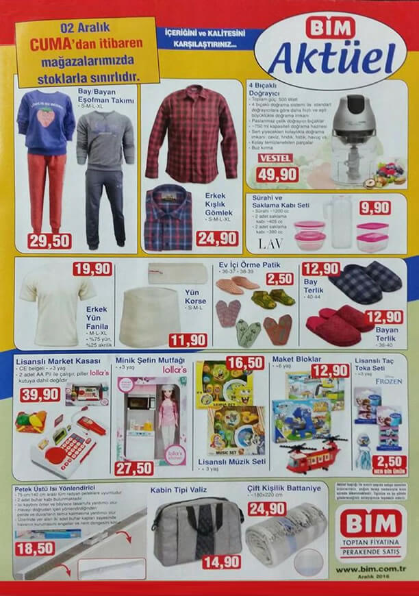 BİM 2 Aralık 2016 Aktüel Ürünler Kataloğu
